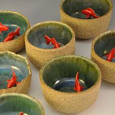 My Koi Tea Bowl Green Ceramics Projects Clay Ceramics Ceramics