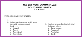 Bagi anda yang merupakan guru yang pada saat ini sedang mencari dan membutuhkan soal kurikulum 2013 untuk kegiatan tersebut pts/uts, anda dapat download pada link dibawah ini. Soal Uts Pts Prakarya Kelas 8 Semester 1 Dan 2 Revisi 2019 2020 Update Info Pendidikan
