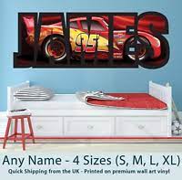 Childrens Name Wall Stickers Art Personalised Disney Cars Lightning Mcqueen Boys Cars Room Disney Cars Bedroom Disney Cars Room