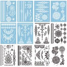 Tattoo flash is a staple of the industry. 12 Sheets Henna Temporary Tattoos Stickers Fake Body Tattoos 100 Temp Tattoos Henna Tattoo Designs For Women Girls Stick On Flash Tattoos White Black Buy Online In Jamaica At Jamaica Desertcart Com Productid 121021526