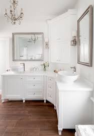 Double sinks are ideal for a couple's master bath. Curved Vanity Transitional Bathroom Creating Contrast Design