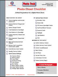 Photo Shoot Checklist Photography Buisness Photography Business Forms Photography Skills