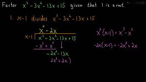 The general form of a cubic function is y = ax 3 + bx + cx + d where a , b, c and d are real numbers and a is not zero. Factoring A Cubic Polynomial Long Division Youtube