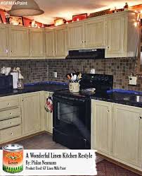 These Kitchen Cabinets Were Modernized With A Gf Linen Milk Paint Painting Your Cabinets Is A Gre Kitchen Cupboards Paint Kitchen Design Milk Paint Furniture