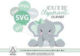 Download Girl Baby Elephant Clip Art Svg In Mint Graphic By Adlydigital Creative Fabrica PSD Mockup Templates