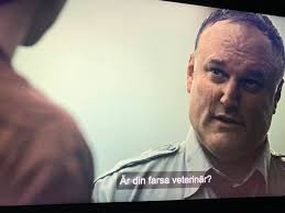 Översättarnas historier ur ett perspektiv där deras hantverk blivit...  Bilden är från The man in the high castle, avsnitt 1. Polismannen frågar om  mannens far också är en veteran.
