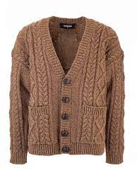 Us.shein.com has been visited by 1m+ users in the past month Cardigans Dsquared2 Cable Knit Cardigan In Brown S71ha1031a17465133