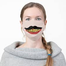 Funny Mustache Gold Teeth Adult Cloth Face Mask