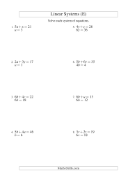 This set of worksheets is ideal for students of grade 7 and grade 8. The Systems Of Linear Equations Two Variables Easy E Math Worksheet Fr Graphing Linear Equations Activities Text Structure Worksheets Literal Equations