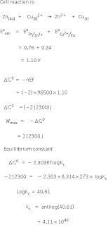 How do i calculate an enthalpy change? Calculate The Standard Free Energy Change And Max Work Obtained For Thre Reaction Occuring At Daniel Cell Zn Zn2 1m Cu2 1m Cu F 96500c Mol Also Calcul Chemistry Topperlearning Com