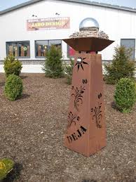 Rs92 S11 Konische Edelrost Saule Schale Sonderanfertigung Saule Mit Sonne Kugel Blumenmotiv Und Wunschtext Z B Ihr Name Dekoriert Darges Edelrost Saule