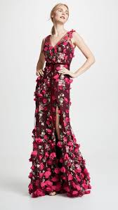 Marchesa Notte V Neck Embroidered Gown Embroidered Gown Gowns Dresses