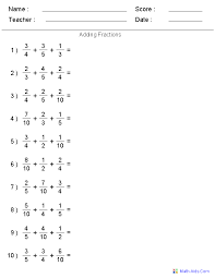 Decimals math worksheets includes decimal addition, subtraction and conversion from percent and fraction to the decimal form of the number. Fractions Worksheets Printable Fractions Worksheets For Teachers Fractions Worksheets Math Fractions Worksheets Fractions
