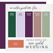In a cmyk color space (also known as process color, or four color, and used in color printing), hex #b76e79 is made of 0% cyan, 40% magenta, 34% yellow and 28% black. Green Rose Gold Purple Wedding Color Palette Card Zazzle Com In 2021 Purple Color Schemes Green Color Schemes Wedding Colors Purple