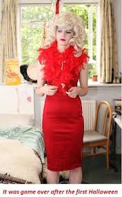 A sissy who would be shorter than me and always have to look up at me towering above him in my heels. Dress Feminine