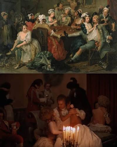 Renowned for its painterly aesthetic, every frame of Stanley Kubrick's BARRY  LYNDON was designed to emulate 18th-century oil paintings, notably these  works by William Hogarth, John Constable, and George Stubbs. Don't miss