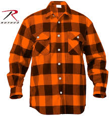 Buffalo plaid flannel shirt men's. Mens Orange Black Buffalo Plaid Flannel Shirt Cotton Extra Heavywe Grunt Force
