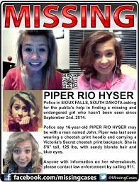 Found And Safe 2014 9 2 2014 Piper Hyser Age 16 Is Missing From Sioux Falls South Dakota South Dakota Guy Names Sioux Falls