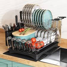 Amazon.com: MAJALiS Dish Drying Rack and Drainboard Set, 2 Tier Large Dish  Rack with Swivel Spout, Stainless Steel Dish Drainer for Kitchen Counter  with Wine Glass Holder and Extra Drying Mat: Home