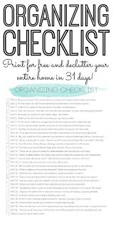 Organizing Checklist Declutter Your Home In 31 Days Declutter Declutter Your Home Organization