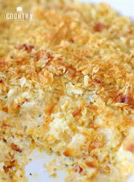 Cheesy potato casserole potatoes o'brien (frozen cubed potatoes w/onions & peppers • sour cream • cream of mushroom soup • shredded cheddar (divided) • cubed cold butter (small cubes) • salt • pepper 10 servings Church Lady Funeral Potatoes Video The Country Cook