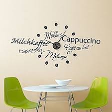 Grandora W5062 Moderne Wandtattoo Uhr Kaffeesorten Kuche Motiv Lavendel Uhr Schwarz Amazon De Kuche Haushalt Wandtattoo Uhr Kuchenuhren Kaffeesorten