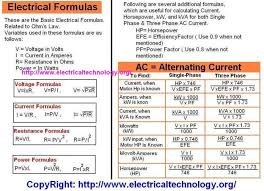 electrical formulas ac dc circuits single 3 dc