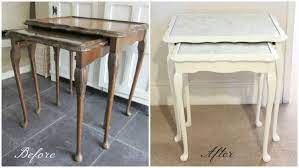 She already had the furniture but nothing really flowed well in her home. Shabby To Chic Upcycled Nest Of Tables Amy Antoinette