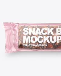 Snack Bar With Nuts Mockup In Flow Pack Mockups On Yellow Images Object Mockups