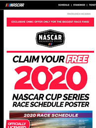 The 2021 nascar cup series race schedule from nascar.com has race dates, times and tv and radio broadcast details plus ticket information. Nascar Claim Your 2020 Nascar Cup Series Schedule Poster Today Milled