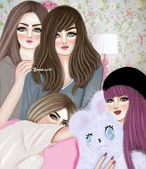 ما تحلى الأوقات إلا مع صديقاتي رسمتي صديقات العمر صديقاتي خوات دمج girly art girly pictures anime art girl