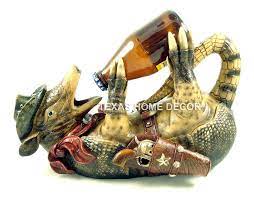 Drinking Armadillo Statue Pistols Hat Bandana Wine Holder Cowboy Rustic Cowboy Rustic Armadillo Wine Holder