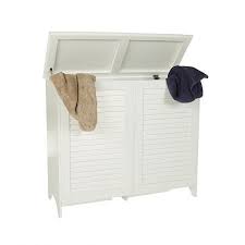 Howards Storage World White Wooden Laundry Hamper Double Laundry Hamper Wooden Laundry Basket Wooden Laundry Hamper