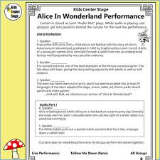 The parents are seen clapping, and then the curtains open up to reveal kids dancing and doing acrobatic. Alice In Wonderland Musical Script For Elementary And Middle Students