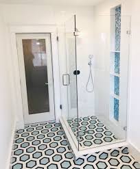 Bright And Fun Bathroom Design Featuring Honeycomb Lilycementtiles Marniedailydesign Marniecusto Shower Tile Designs Shower Tile Hospital Interior Design