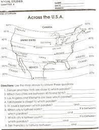Across The Usa Mapping Skill Sheet Social Studies Worksheets Social Studies Maps 6th Grade Social Studies