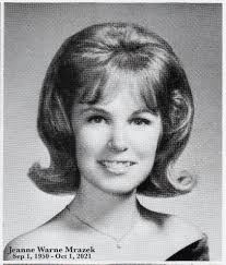 The Class of 1960 lost a friend. Jean Elaine (Hart) Talbot passed away July  13, 2021.