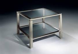 Antique brass medium square glass coffee table with shelf. Square Coffee Table In Brass Nickel Glass Top Idfdesign