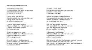 Et si je meure en partisan tu devras m'enterrer. Parole Bella Ciao Espagnol