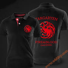Us 27 19 15 Off Cool Game Of Thrones House Targaryen Polo Shirts Men Short Sleeve Three Headed Dragon Tops Summer Solid Black Red Polo In Polo From