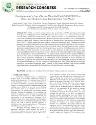 PDF) Development of a Cost-effective Microbial Fuel Cell (CEMFC) to  Generate Electricity from Carbohydrate Food Waste