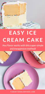 Easy Homemade Ice Cream Cake Just 3 Ingredients Recipe Easy Homemade Ice Cream Homemade Ice Cream Cake Homemade Ice