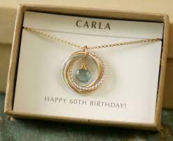 60th Birthday Gift For Women Aquamarine Necklace For Mom Gift For Her March Birthstone Jewelry For Grandm 60th Birthday Gifts 60th Birthday Mom Birthday Gift
