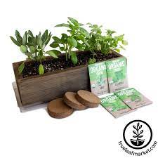 Barnwood Planter Organic Culinary Herb Garden Kit Windowsill Herbs In 2021 Herb Garden Kit Garden Kits Indoor Herb Garden