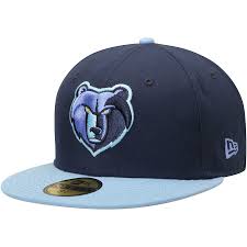 Made from organic cotton, this classic bucket hat is updated with a modern take on camouflage print inspired by thermo heat sensors and features an internal sweat band for comfort on warmer days. Men S Memphis Grizzlies New Era Navy Light Blue Official Team Color 2tone 59fifty Fitted Hat