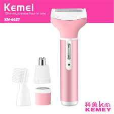 Kemei Lady Shaver 4 In 1 Rechargeable Women Groomer Razor Female Facial Body Trimmer Nose Eyebrow Hair Clippers Armp Body Shaver Lady Shavers Nose Hair Trimmer