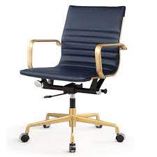 Barcalounger melrose push back recliner chair. Meelano Vegan Leather Desk Chair Color Navy Blue Frame Finish Gold Leather Office Chair Home Office Chairs Luxury Office Chairs