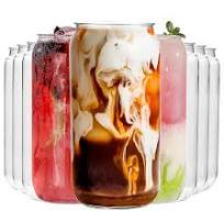 330ml Drinking Cups BESTonZON 10-Pack Reusable Can-Shaped Plastic Cups -  330ml Clear Beverage Containers Reusable Drink Cups