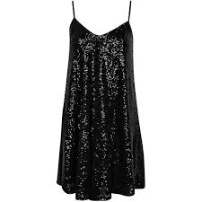 Boohoo Selma Sequin Swing Dress 70 Found On Polyvore Short Black Cocktail Dress Sequin Swing Dress Black Swing Dress