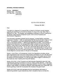 Fillable Online 200222014 This Letter Is In Response To A Request Filed On Behalf Of The Above Named Taxpayer Regarding The Late Filing Of A Form 8716 Election To Have A Tax Year